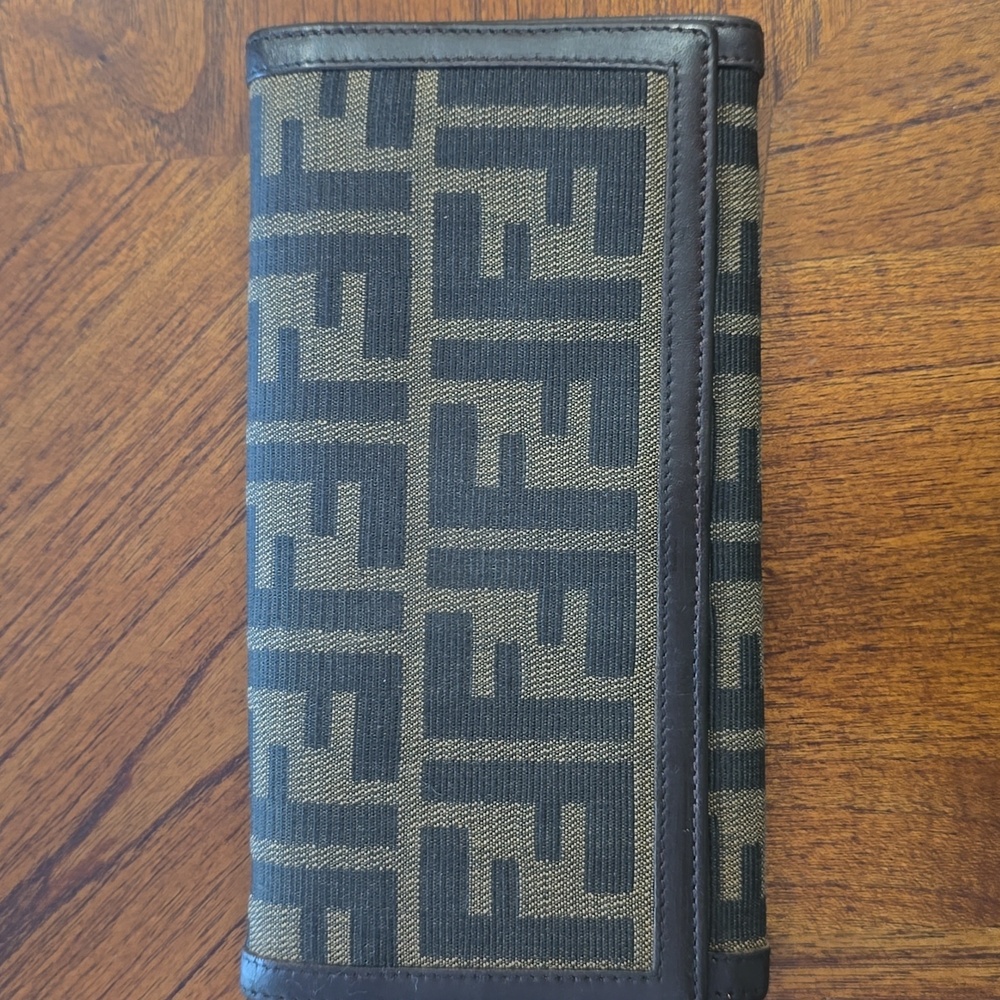 Fendi Black and Brown Wallet with Iconic FF Logo